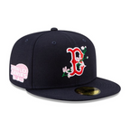 Boston Red Sox MLB Side Patch Bloom Navy 59FIFTY Fitted Cap - VAULT DEALS